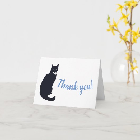 タキシード猫は感謝していしています カード (黄色い花)