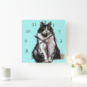 タキシード猫アート動物子供子供部屋ルームSQU スクエア壁時計 (ホーム)