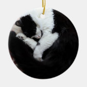 タキシード猫キティ猫の白黒猫 セラミックオーナメント (正面)