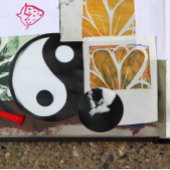 タキシード猫キティ猫の白黒猫 ラウンドシール