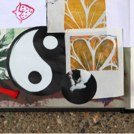 タキシード猫キティ猫の白黒猫 ラウンドシール