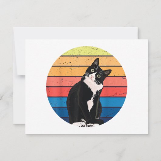 タキシード猫ギフトレトロの色 – 動物愛好家 シーズンカード (裏面)