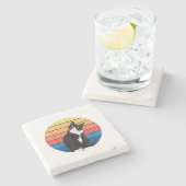 タキシード猫ギフトレトロの色 – 動物愛好家 ストーンコースター (横)