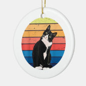 タキシード猫ギフトレトロの色 – 動物愛好家 セラミックオーナメント (左)