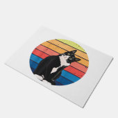 タキシード猫ギフトレトロの色 – 動物愛好家 ドアマット (アングル)