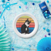 タキシード猫ギフトレトロの色 – 動物愛好家 ペーパープレート (パーティー)