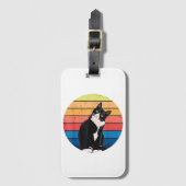 タキシード猫ギフトレトロの色 – 動物愛好家 ラゲッジタグ (正面縦)