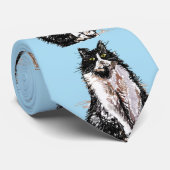 タキシード猫ストライプの猫白黒メンズネックタイ ネクタイ (ロール)