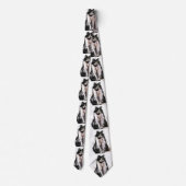 タキシード猫ストライプの猫白黒メンズネックタイ ネクタイ (裏面)