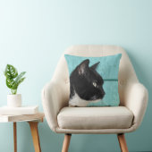 タキシード猫ティール(緑がかった色)ブルー クッション (椅子)