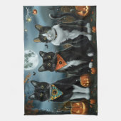 タキシード猫ハロウィン不気味 キッチンタオル (縦)