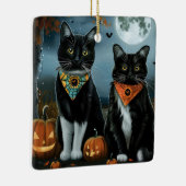 タキシード猫ハロウィン不気味 セラミックオーナメント (右)