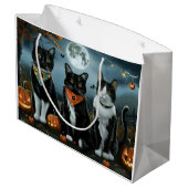 タキシード猫ハロウィン不気味 ラージペーパーバッグ (裏面アングル)
