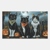 タキシード猫ハロウィン不気味 長方形シール (正面)