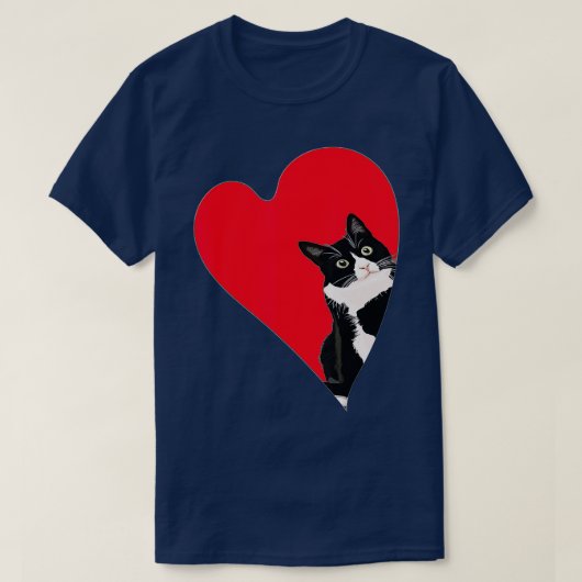 タキシード猫バレンタインハートfor子猫と動物L Tシャツ (デザイン正面)