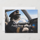 タキシード猫パイロット飛行機航空誕生日 カード (正面)