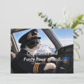 タキシード猫パイロット飛行機航空誕生日 カード (スタンド正面)