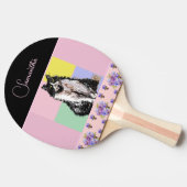 タキシード猫パステルピンクの女の子カスタマイズ 卓球ラケット (横)