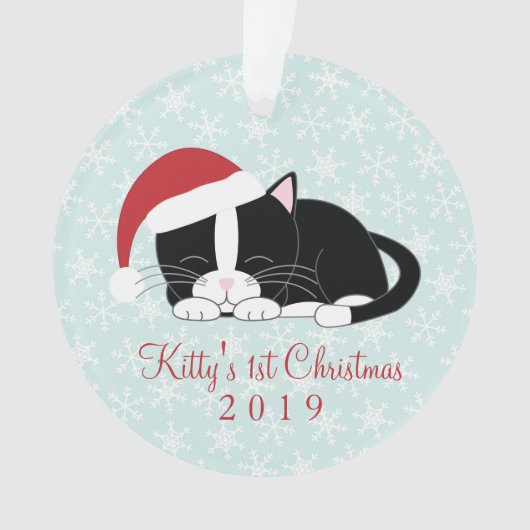 タキシード猫パーソナライズされたの写真クリスマス オーナメント (正面)
