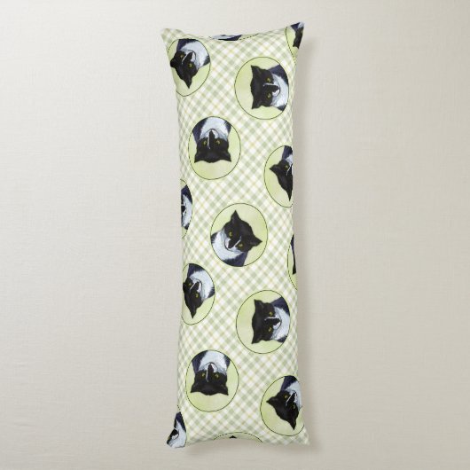 タキシード猫ポートレート絵を描の可愛いオリジナルアート ボディピロー (裏面 (縦))