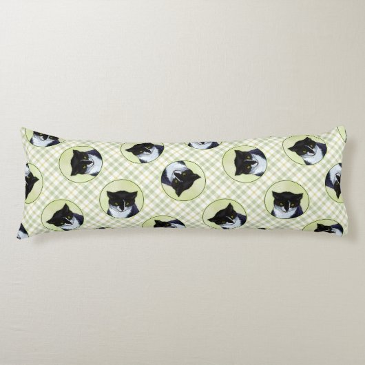 タキシード猫ポートレート絵を描の可愛いオリジナルアート ボディピロー (正面)