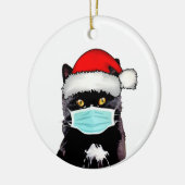 タキシード猫マスクをかぶったクリスマスの飾り セラミックオーナメント (左)