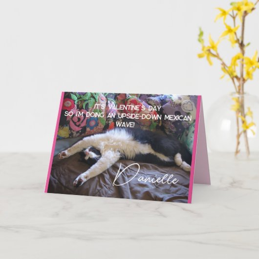 タキシード猫メおもしろいキシカンかわいいバレンタイン カード (黄色い花)