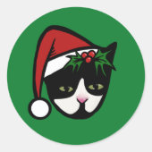 タキシード猫メリークリスマス ラウンドシール (正面)