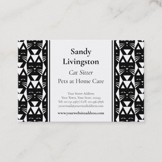 タキシード猫モダン幾何学的名刺 名刺 (正面)