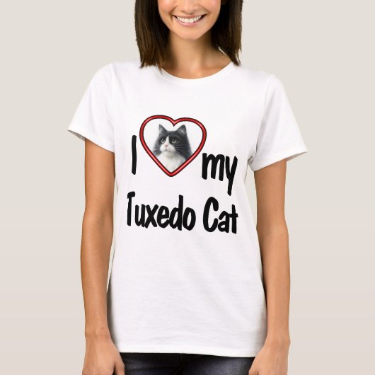 タキシード猫大好き - 写真差し替えTシャツ Tシャツ (正面)