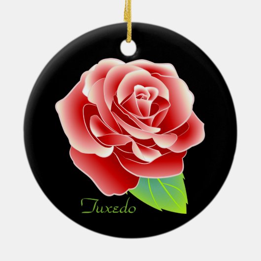 タキシード猫愛かわいいばら色の子猫の円形のオーナメント セラミックオーナメント (裏面)