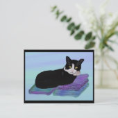 タキシード猫昼寝はがき ポストカード (スタンド正面)