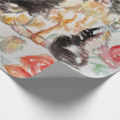 タキシード猫白黒ネコベビーピンク ラッピングペーパー (角)