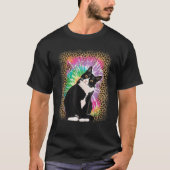 タキシード猫絞り染めヒョウ猫好き背景 Tシャツ (正面)