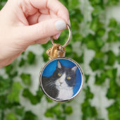 タキシード猫絵画のキーチェーン キーホルダー (手)