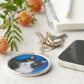 タキシード猫絵画のキーチェーン キーホルダー (側面)