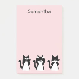 タキシード猫3賢猫ちゃんピンク淡い色のクカスタム ポストイット