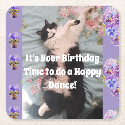 タキシード猫 かわいい ユーモア猫 誕生日 コースター (正面)