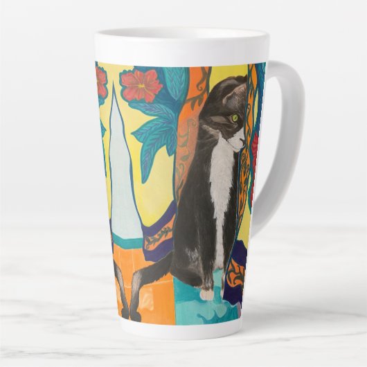 タキシード猫 カフェラテマグ (右アングル)