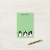 タキシード猫 |スリーワイズ猫ちゃんライトグリーン ポストイット (デスク上)