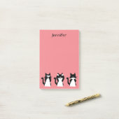 タキシード猫 |スリーワイズ猫ちゃんライトコーラル ポストイット (デスク上)