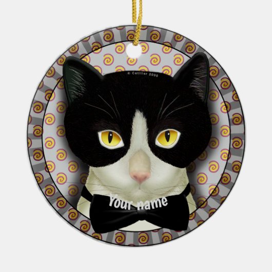 タキシード猫 セラミックオーナメント (正面)