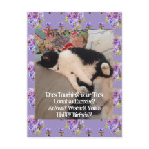 タキシード猫 ハッピーバースデー つま先にタッチ ポストカード