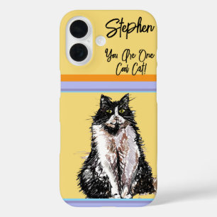 タキシード猫 パステルカラーの猫 女性向け iPhone 16ケース