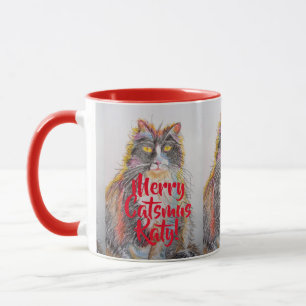 タキシード猫 メリーキャッツマス 赤 クリスマスマグ マグカップ