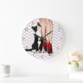 タキシード猫 ラージ壁時計 (ホーム)