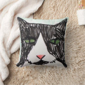 タキシード猫 黒と白の猫 クッション (ブランケット)