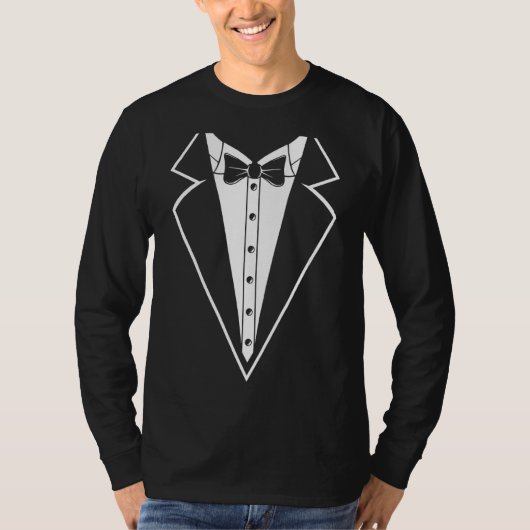 タキシード白結婚学士式おもしろい Tシャツ (正面)