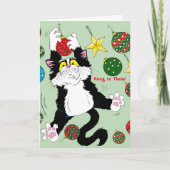 タキシード白黒クリスマスキャット カード (正面)