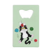 タキシード白黒クリスマスキャット クレジットカード栓抜き (正面)